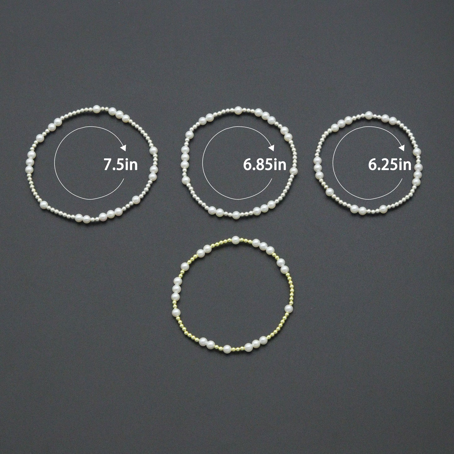 7'' Round Silver Hematite with MOP Stretchy Bracelet, Sku#EF741