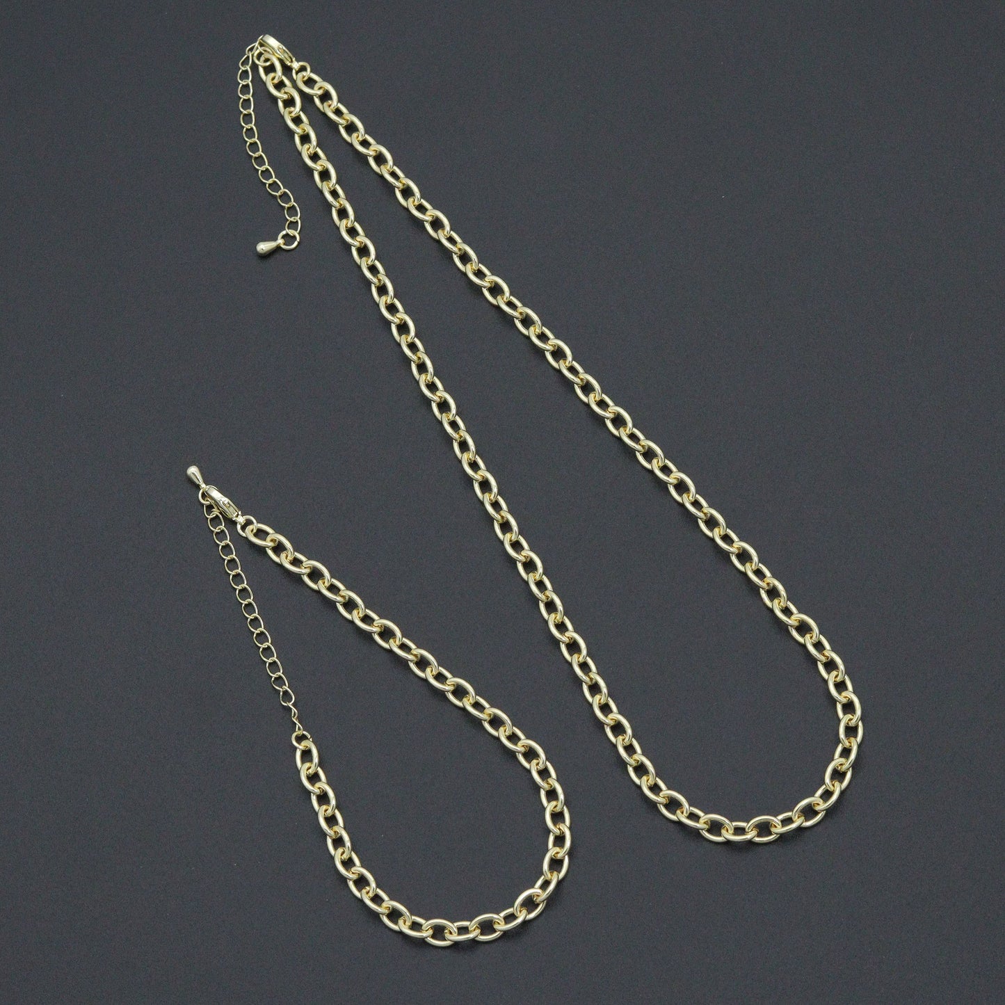 Oval Link Chain Necklace Bracelet, charm bar necklace bracelet, sku#EF792