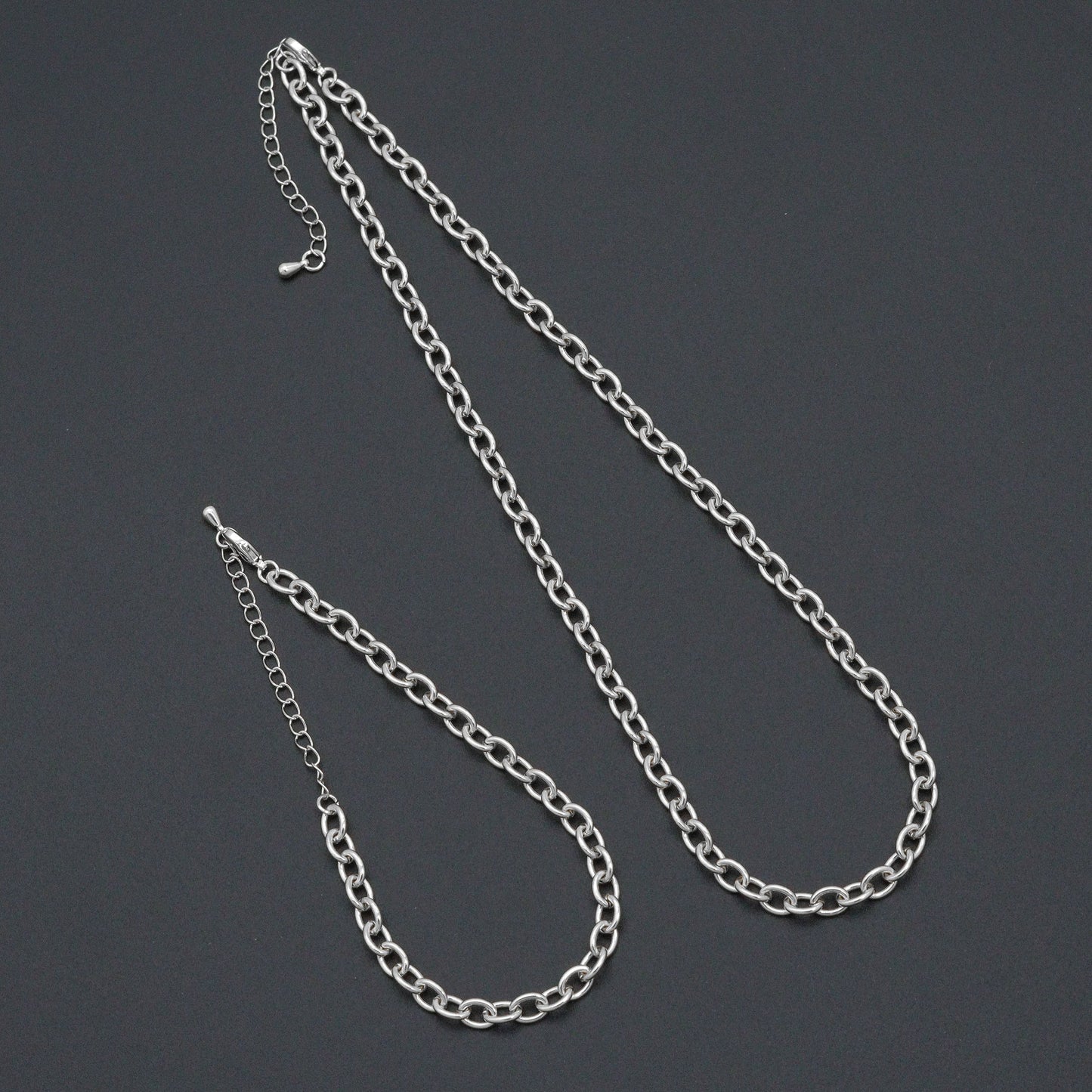 Oval Link Chain Necklace Bracelet, charm bar necklace bracelet, sku#EF792