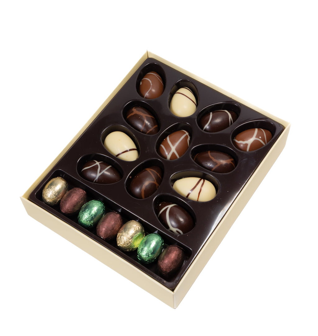 Andy Anand Praline-Filled Chocolate Eggs, 20 pc, 7 oz – Gluten-Free, Creamy Hazelnut-Praline Centers, Easter & Year-Round Birthday Gift Box