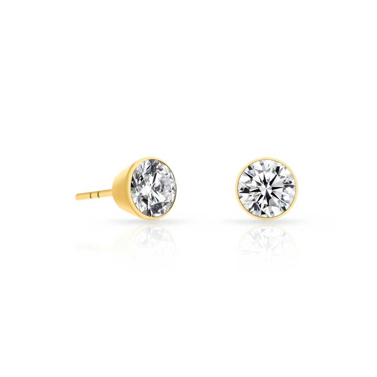 ER101G B.Tiff Gold 1 ct Solitaire Stud Earrings