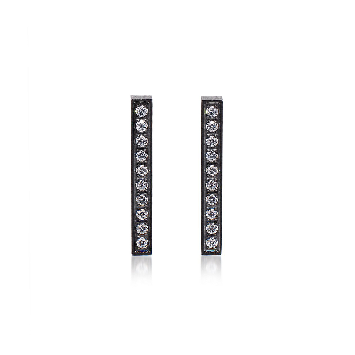 ER107B B.Tiff Black 9-Stone Short Bar Earrings