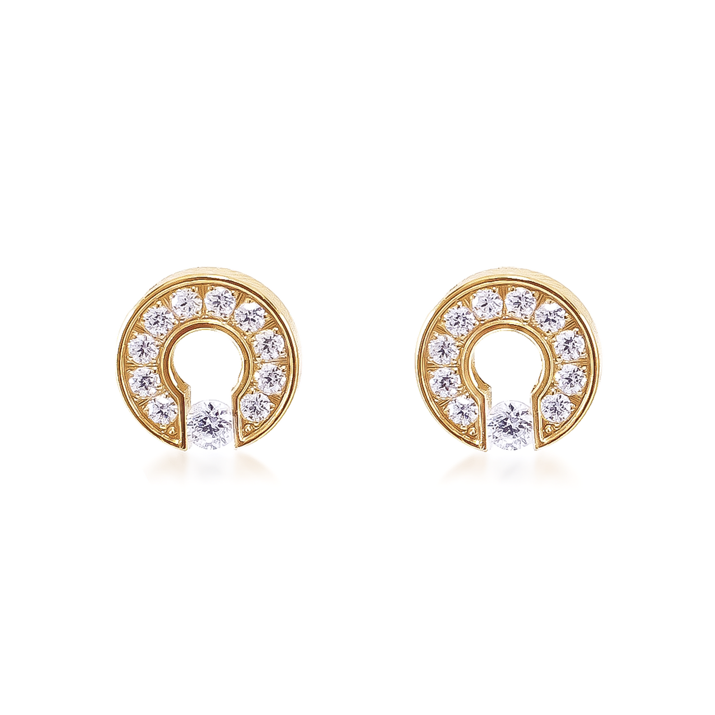 ER118G B.Tiff Gold Pavé Barrel Earrings