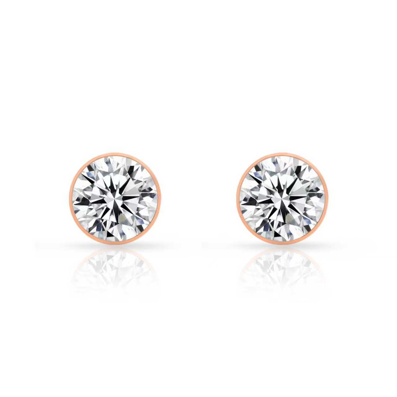ER201RG B.Tiff Rose Gold 2 ct Solitaire Stud Earrings