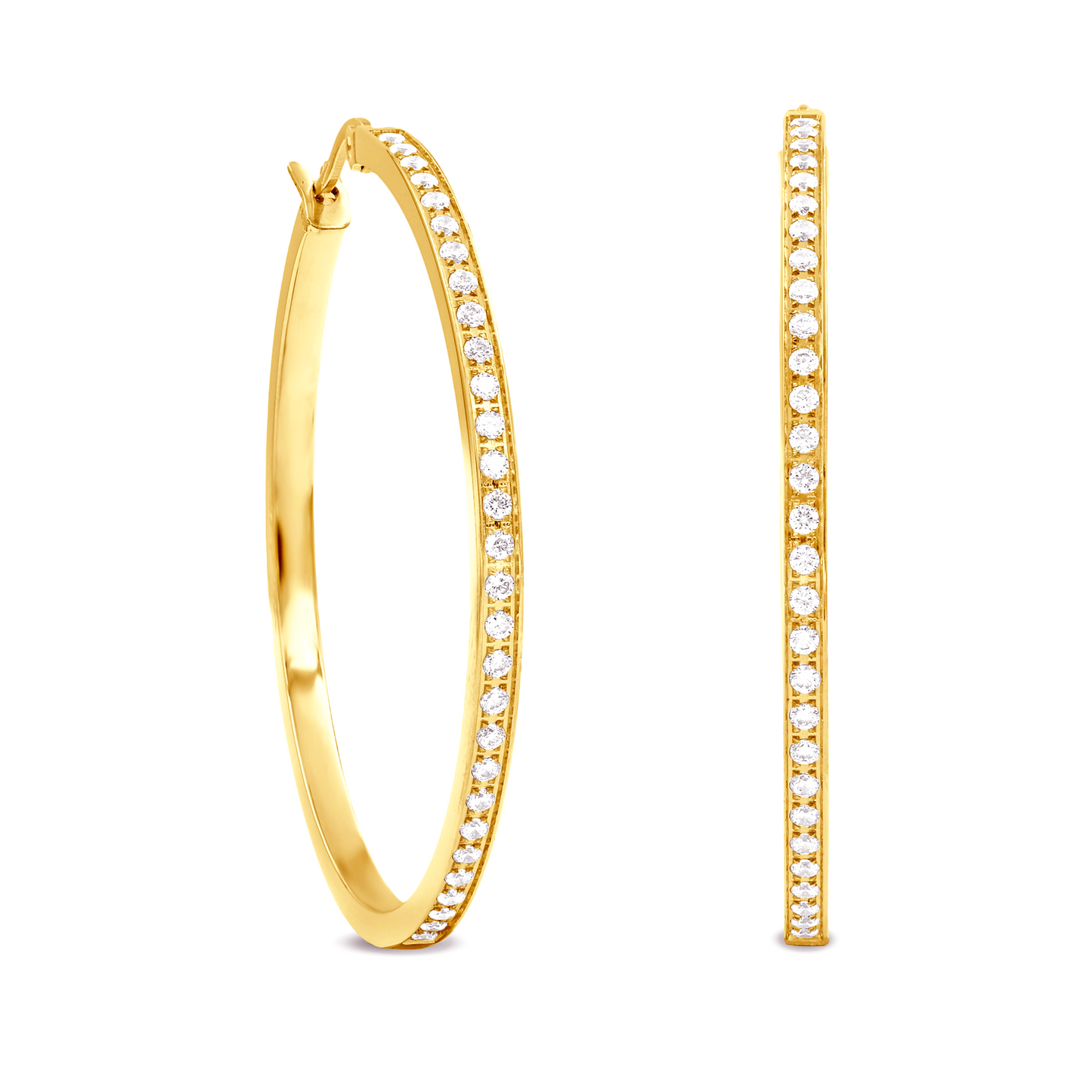 ER317G B.Tiff Gold Pavé 58-Stone Classic Large Hoop Earrings