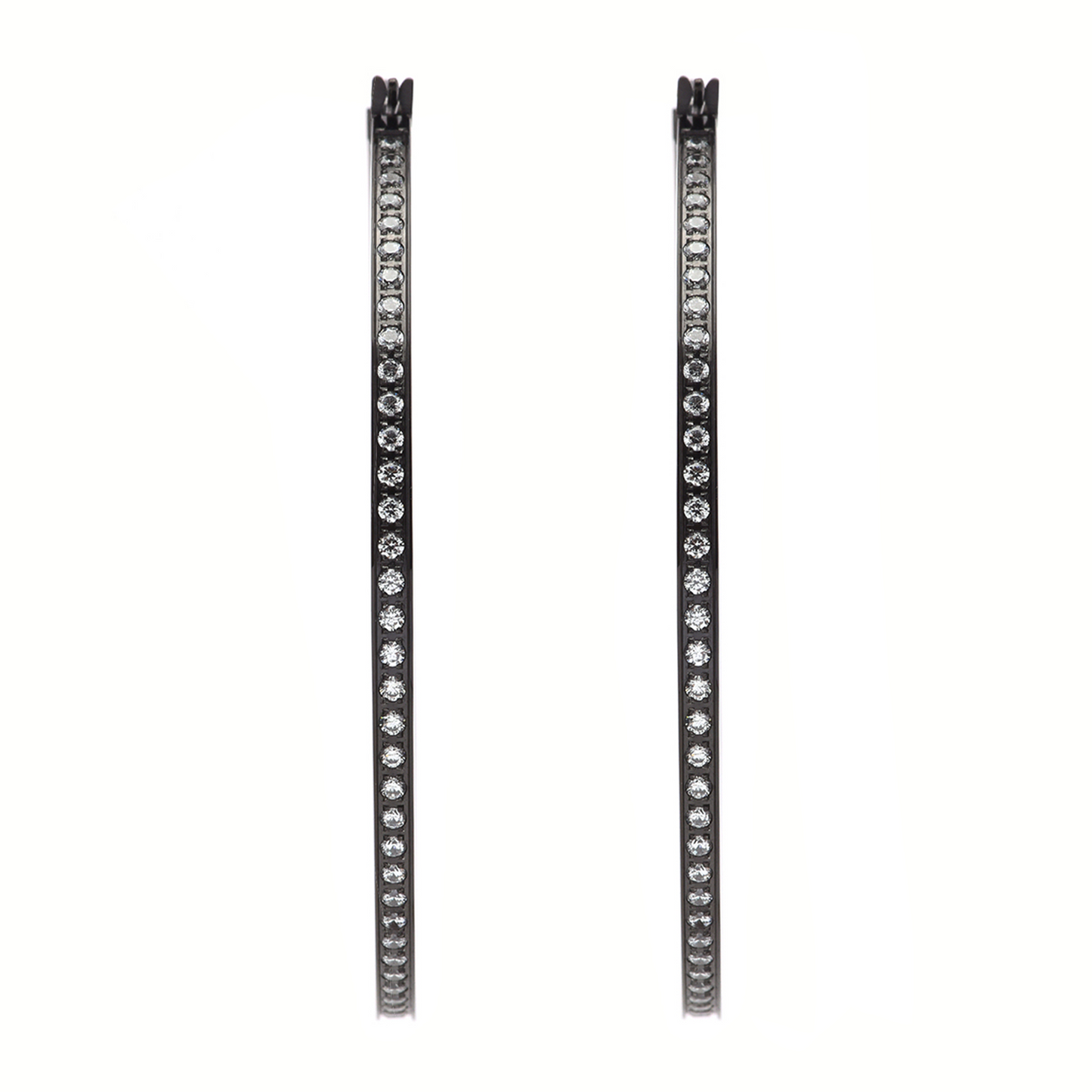 ER322B B.Tiff Black Pavé 146-Stone Big Hoop Earrings