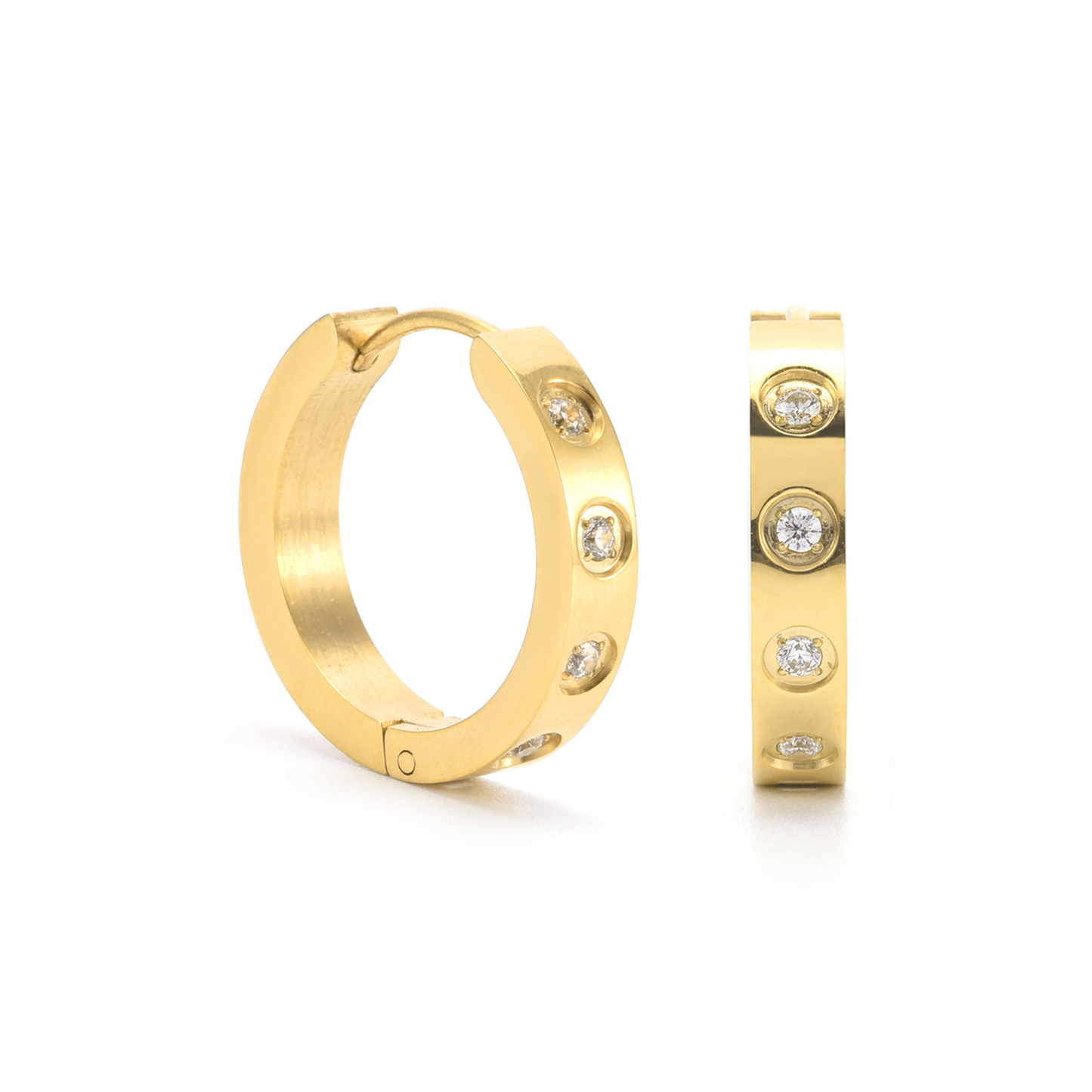 ER408G B.Tiff Gold Pavé 16-Stone Hoop Earrings