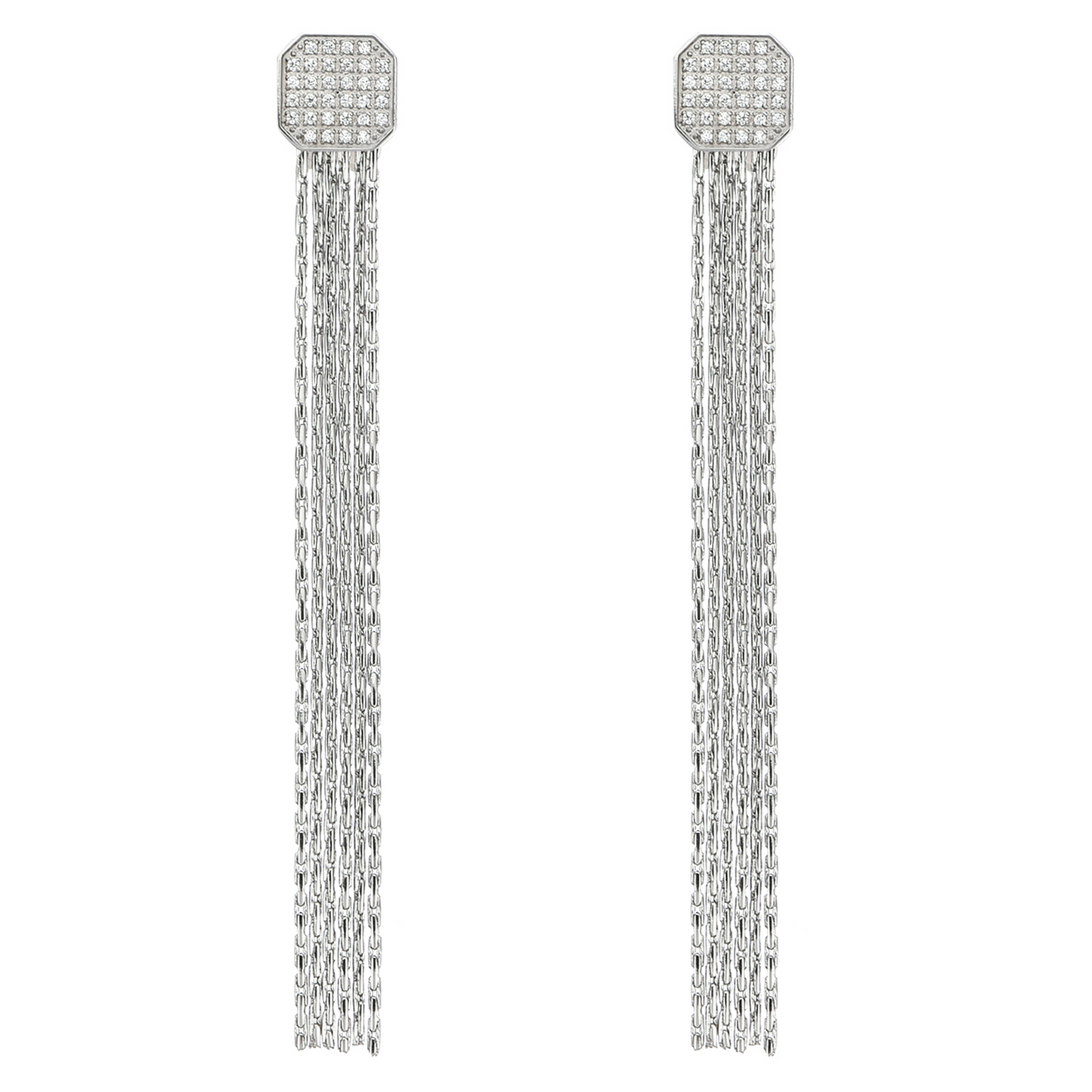 ER808W B.Tiff Pavé Hex Tassel Earrings
