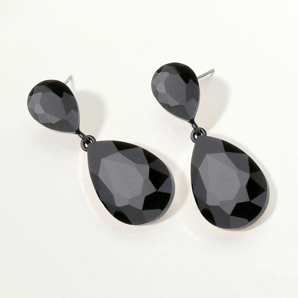 Women's Glass Crystal Teardrop Evening Dangle Earrings
