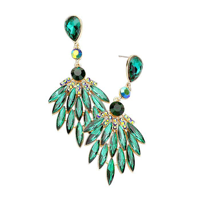 Trendy Marquise Stone Cluster Evening Earrings