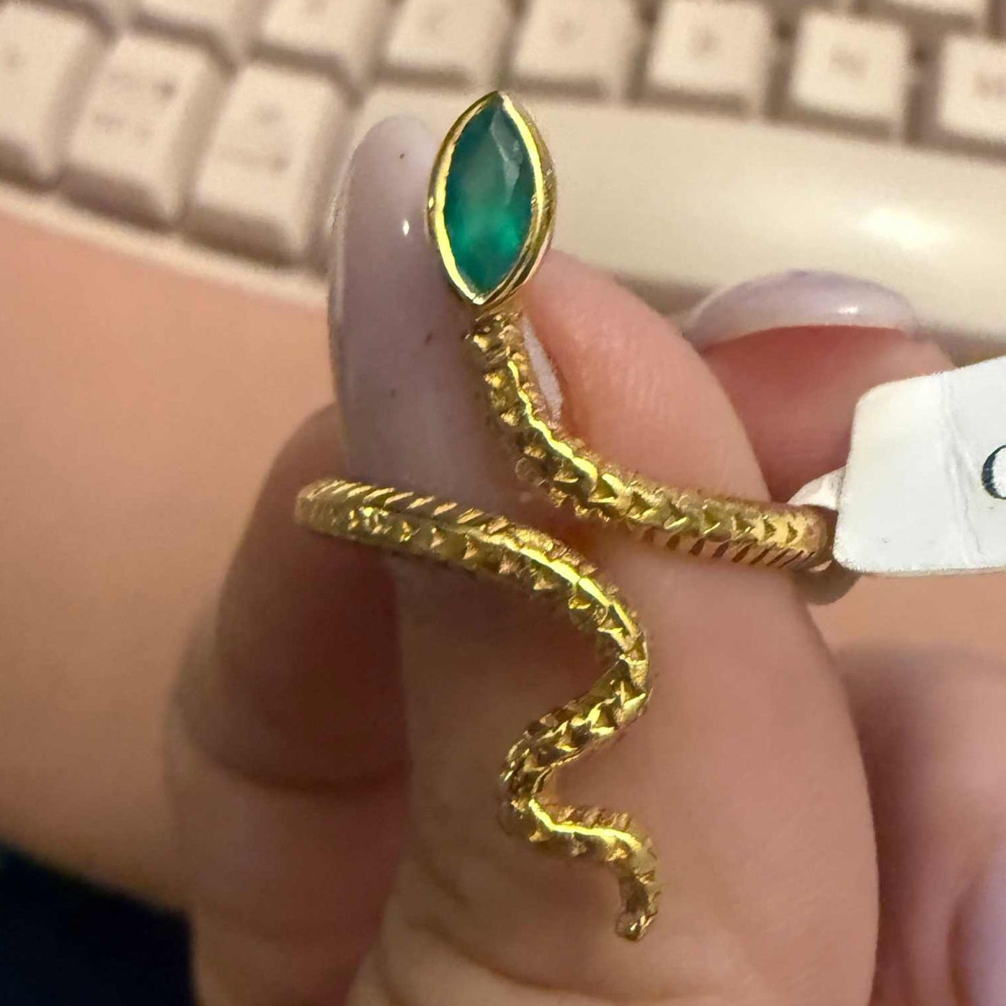 Gemstone Snake Ring  - Sterling Silver or Gold Vermeil