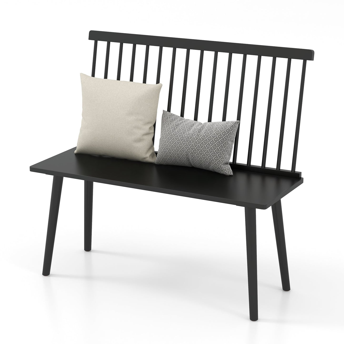 Entryway Bench for 2 with Spindle Back for Kitchen Dining Room Hallway