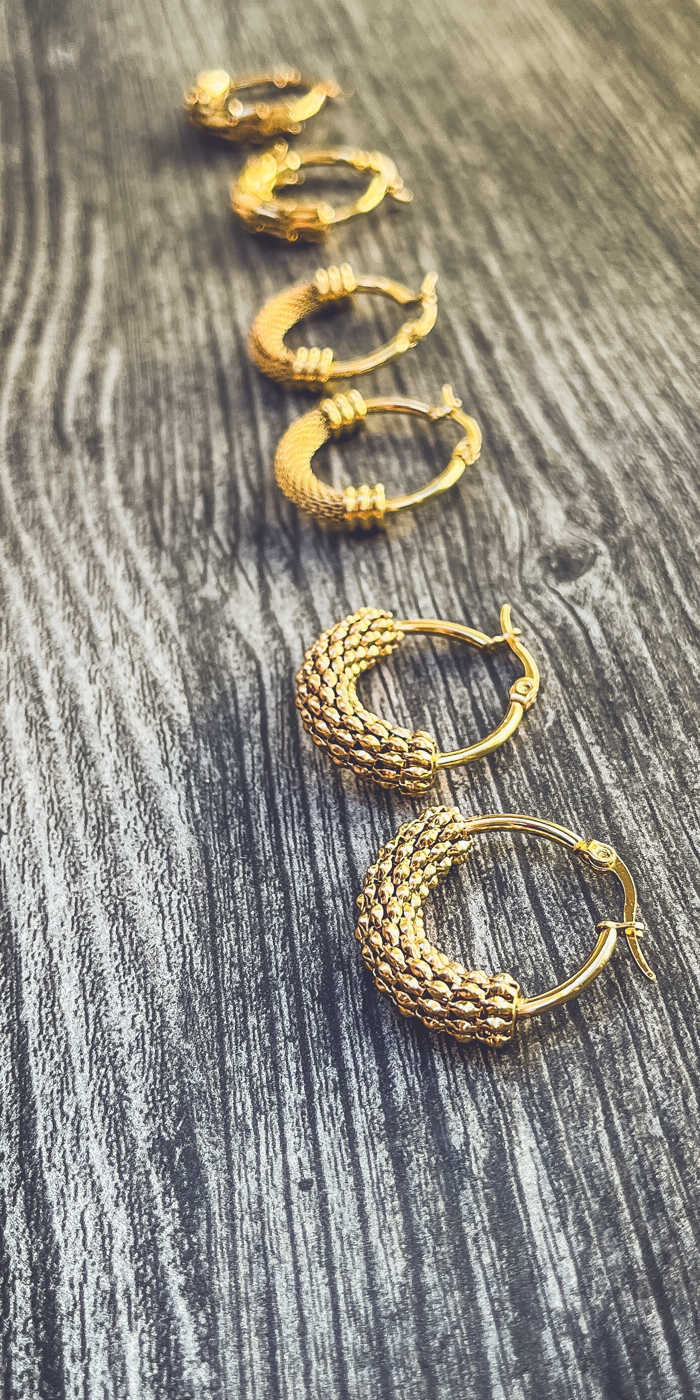Beautiful 3 Pair Set of Gold Hoop Earrings