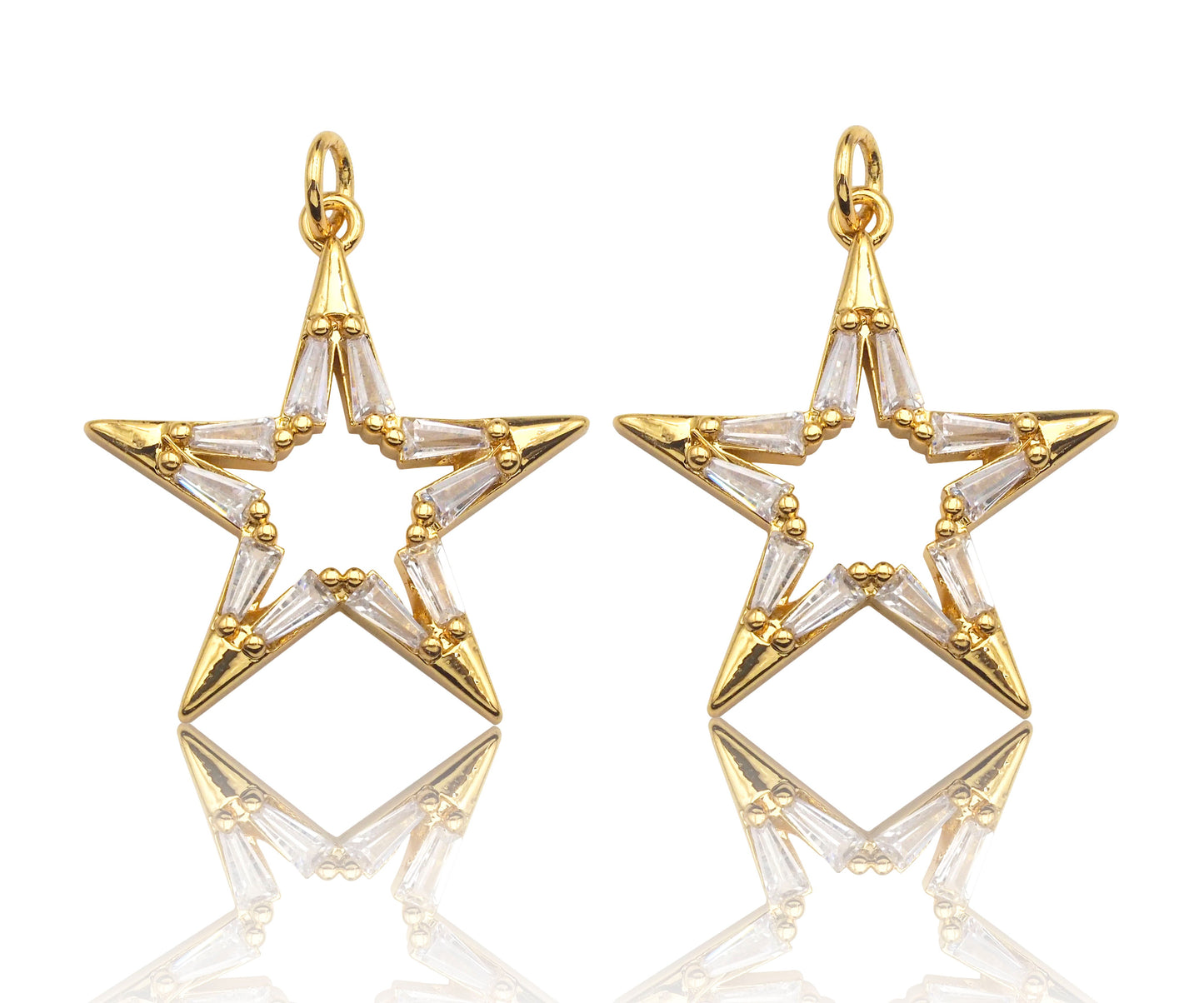 CZ Micro Pave Large Five Star Shape Pendant , 23x25mm,  SKU#F1186C