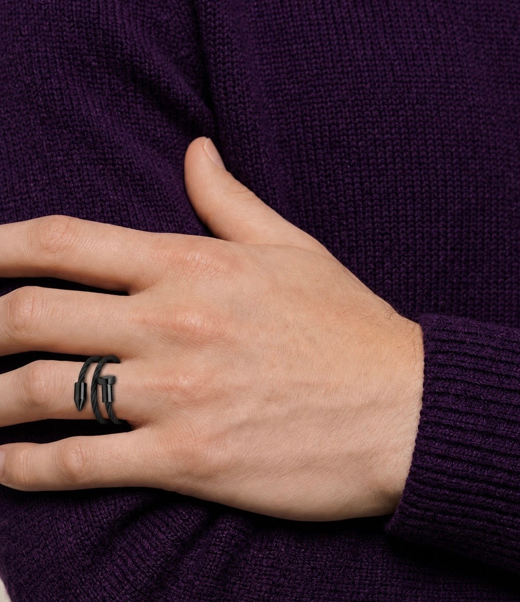 RG116B B.Tiff Black Pointe Cable Adjustable Ring