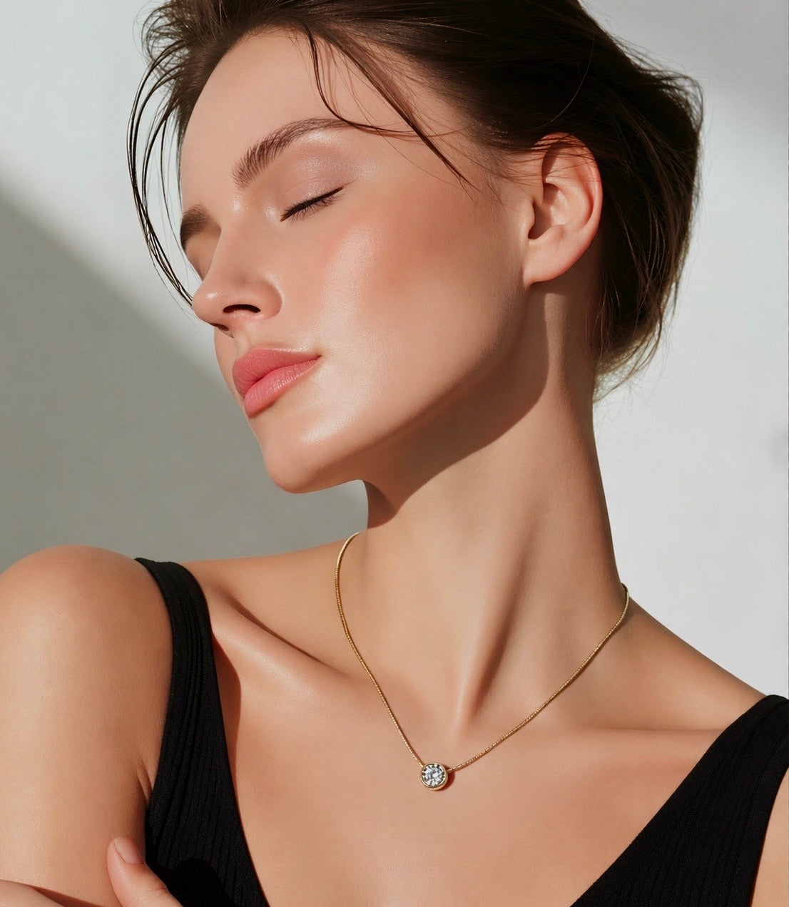 PT201G B.Tiff Gold 2 ct Solitaire Pendant