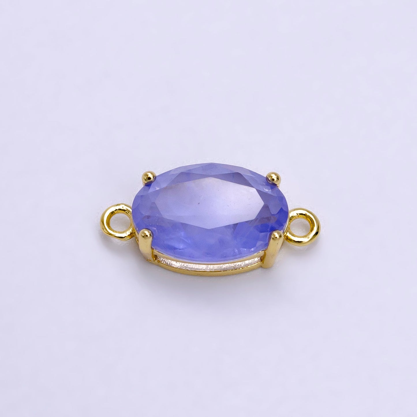 Oval Solitaire CZ Birthstone Charm Connector Geometric Diamond Cut Dainty Cubic Zirconia Connector for Necklace Earring Supply F-661-F-673
