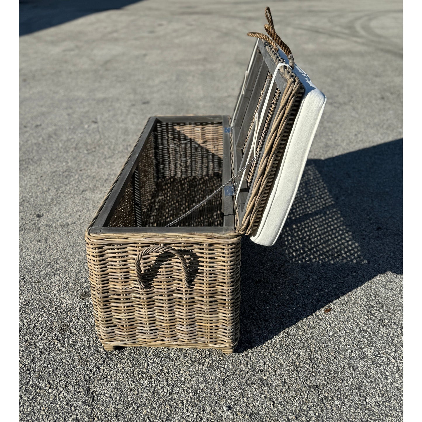 Key Largo Rattan Storage Bench With Cushion
