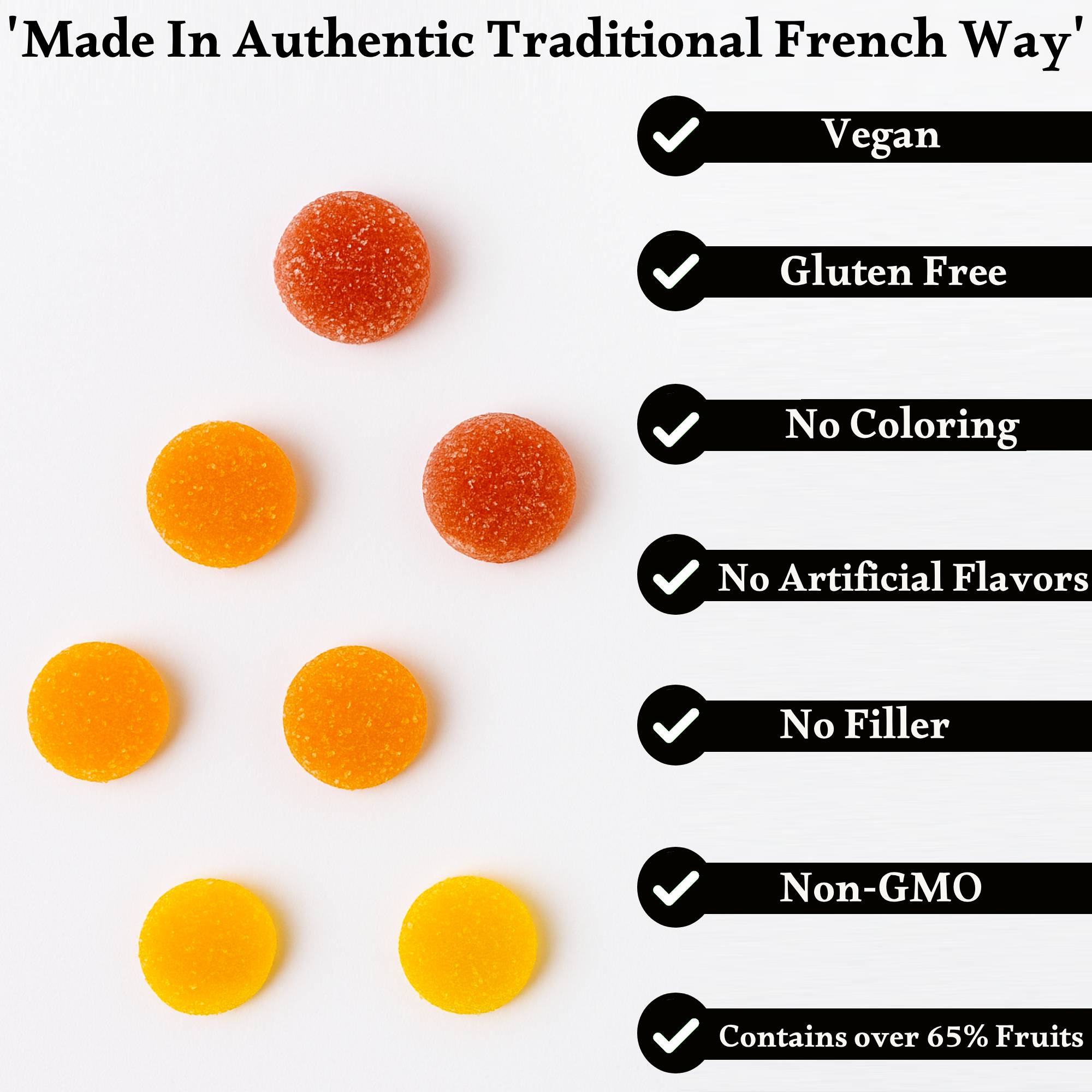 Andy Anand French Pates de Fruits Fruit Jellies, 65% Fruit, 24 pc – Imported French Candy Confection, Natural Fruit Flavors, Gourmet Birthday & Holiday Gift