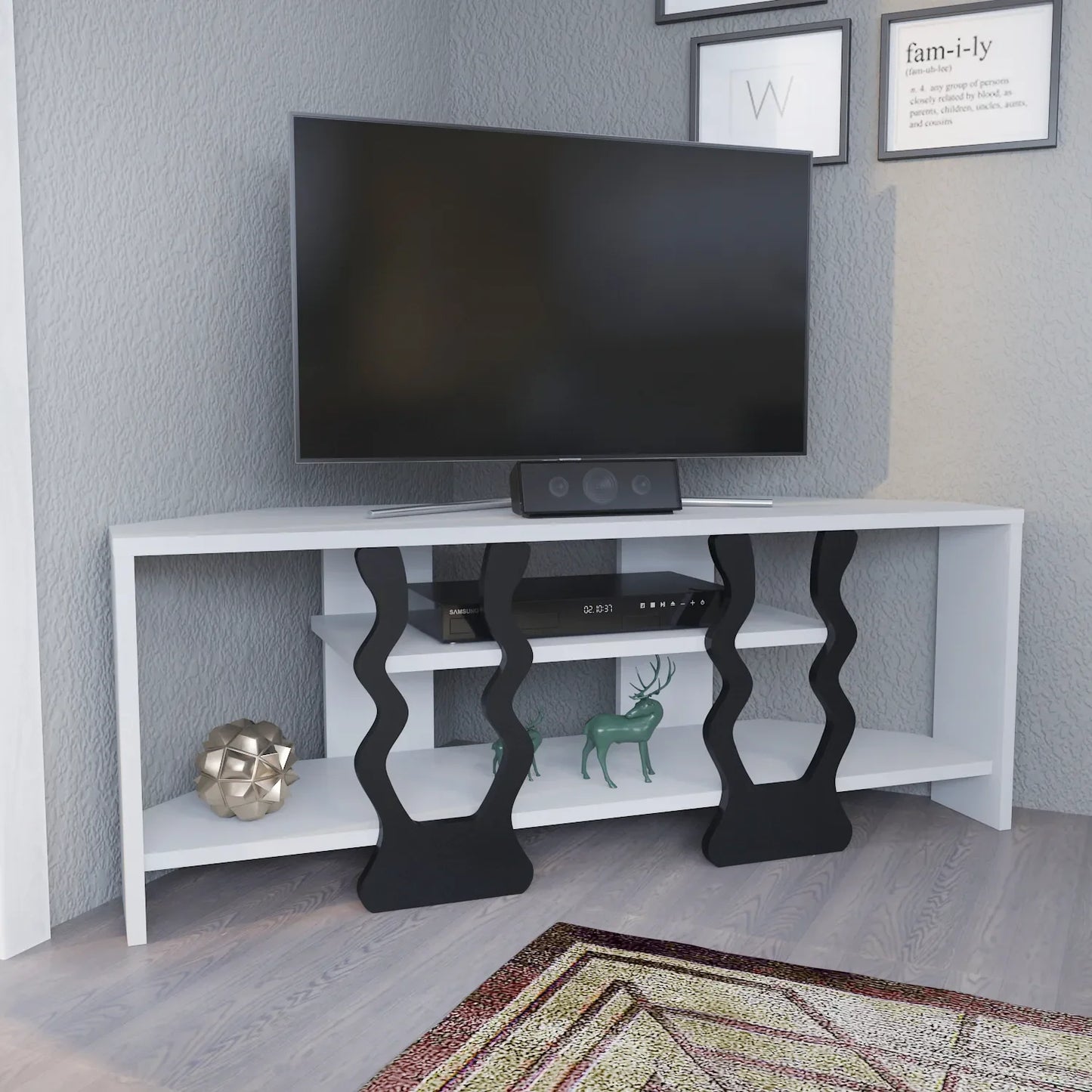 Firal 43 inch Wide Corner TV Stand Media Console for TVs up to 49 inch