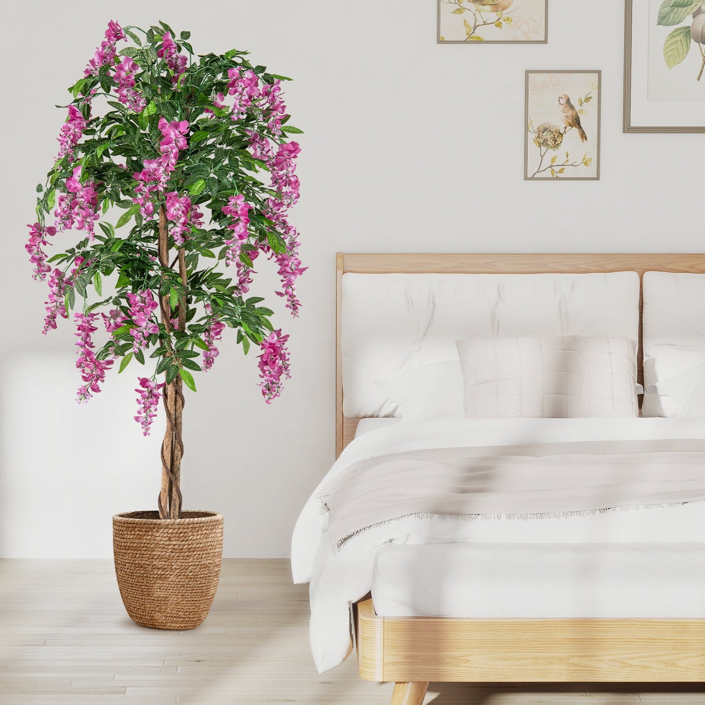 5.5 FT Faux Wisteria Plant in Nursery Pot with Blooming Flowers