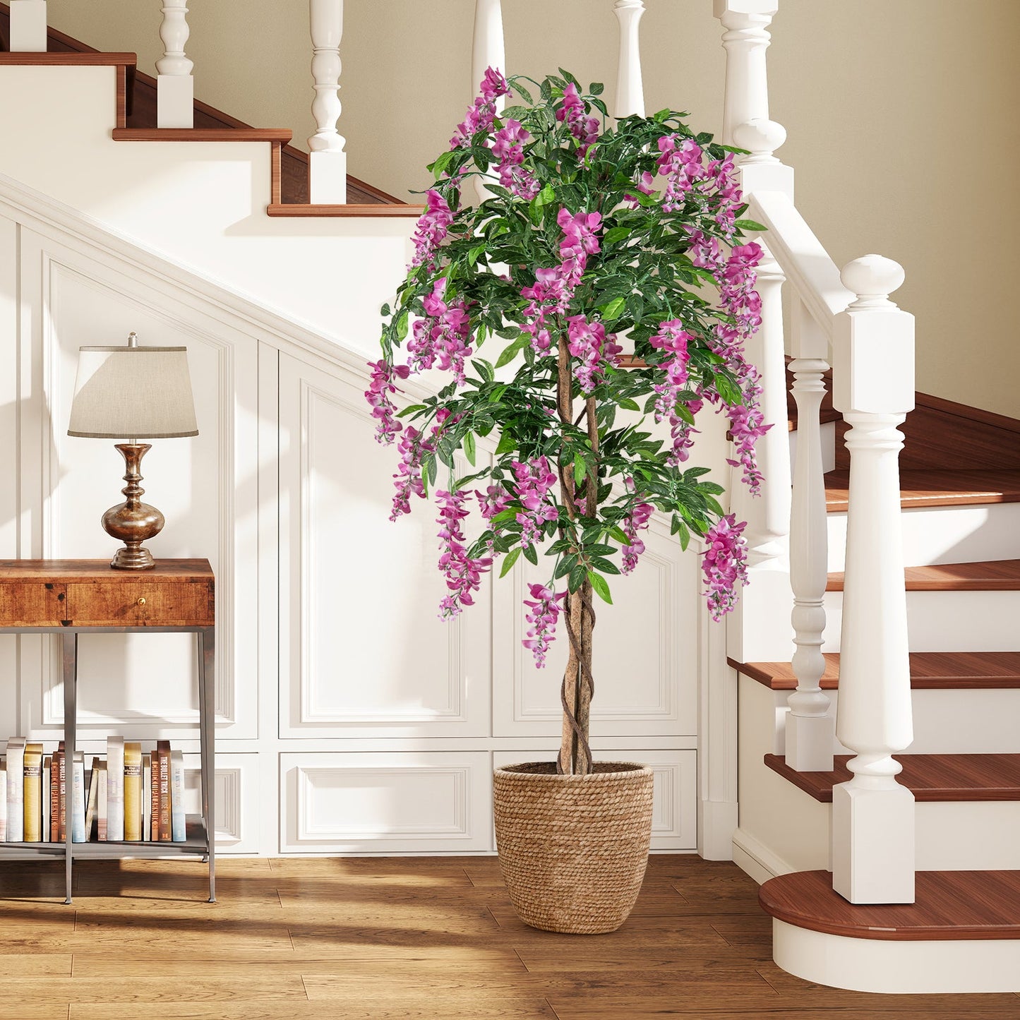 5.5 FT Faux Wisteria Plant in Nursery Pot with Blooming Flowers