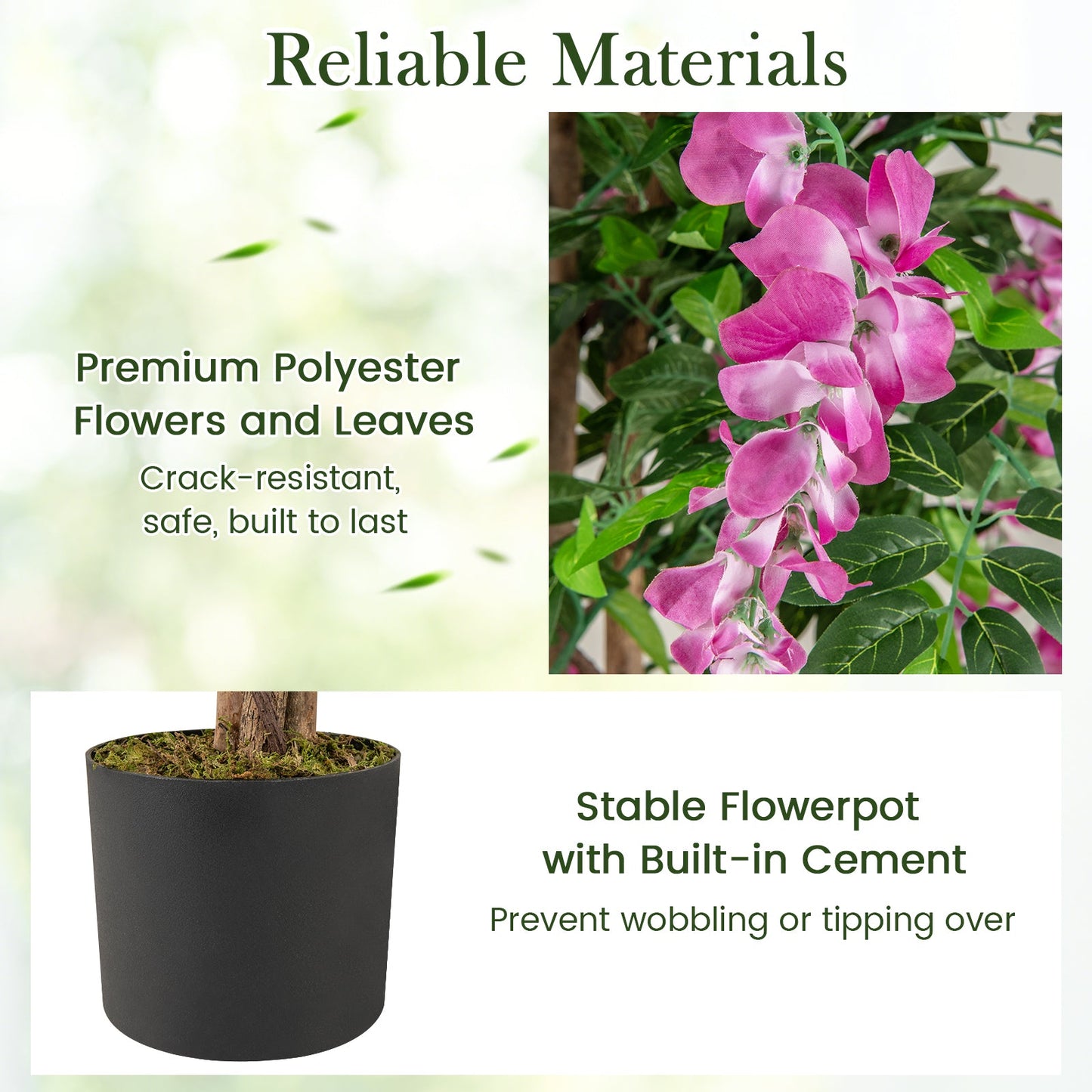 5.5 FT Faux Wisteria Plant in Nursery Pot with Blooming Flowers