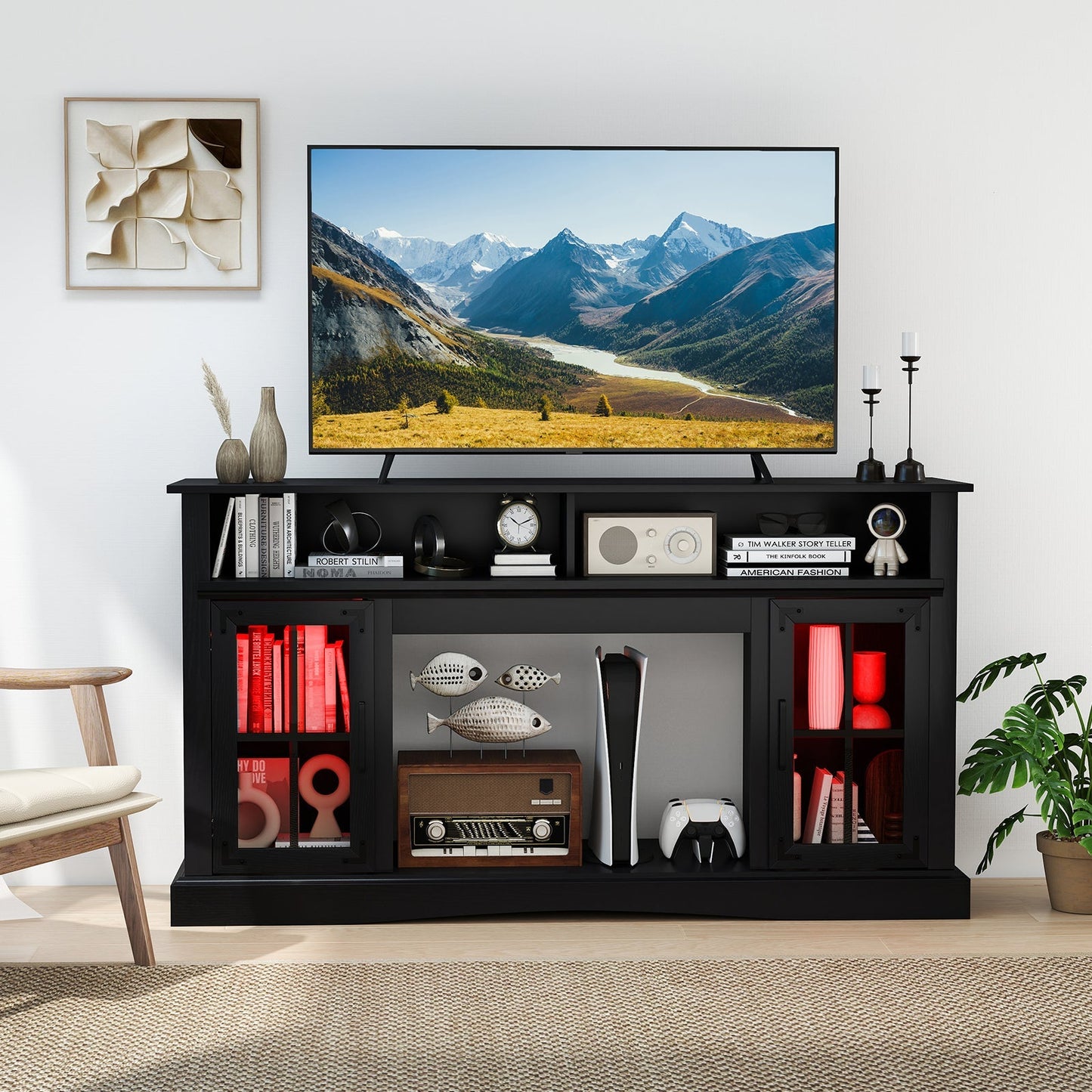 TV Stand with LED Lights and Remote Control