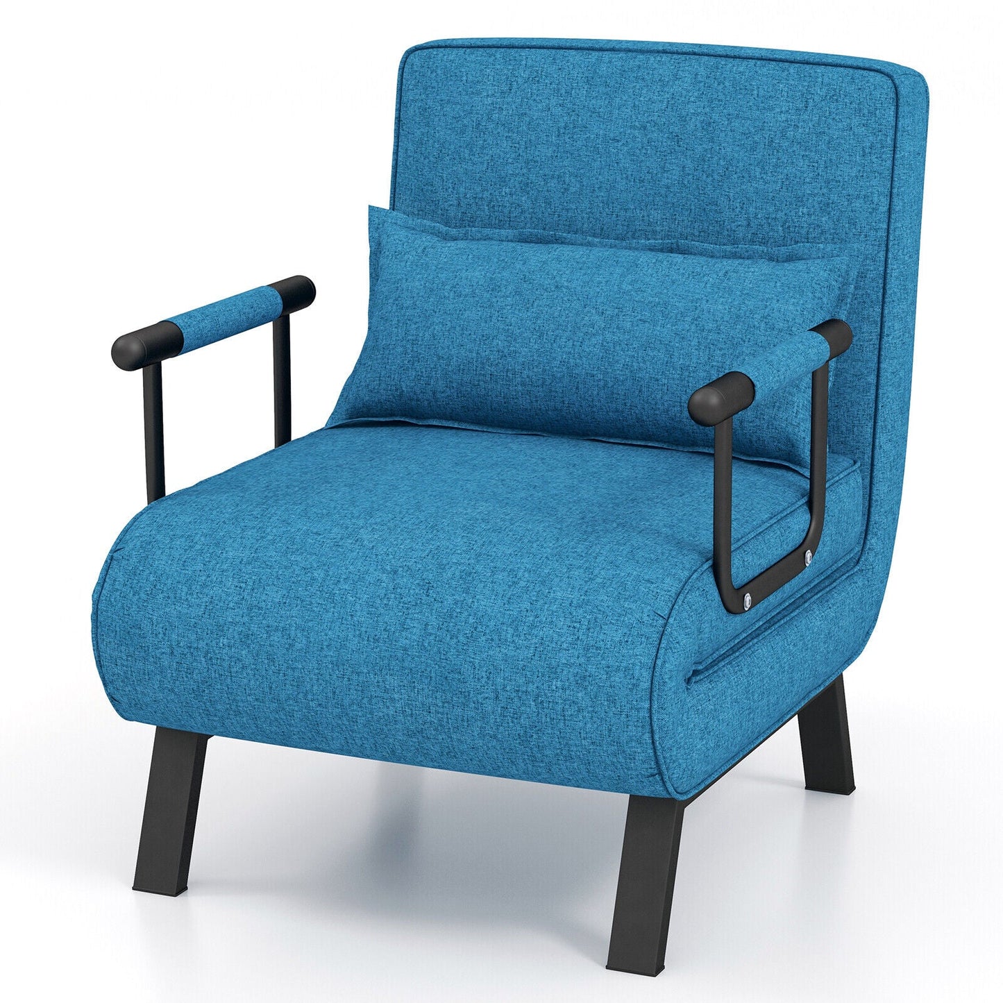 Folding 6 Position Convertible Sleeper Bed Armchair Lounge Couch with Pillow
