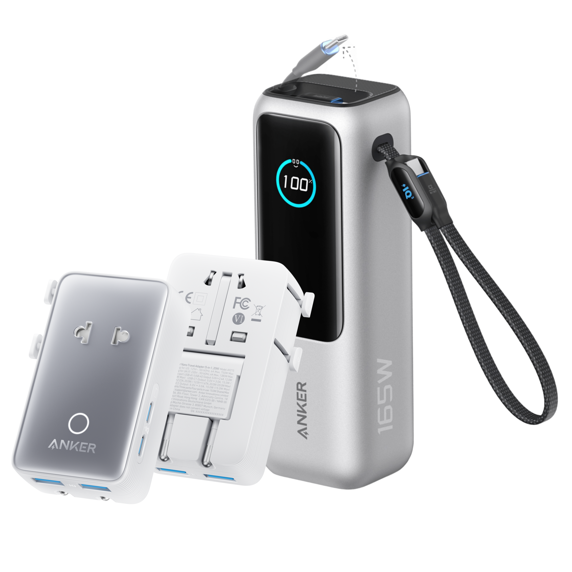 Anker Laptop Power Bank (25K, 165W, Built-In and Retractable Cables)