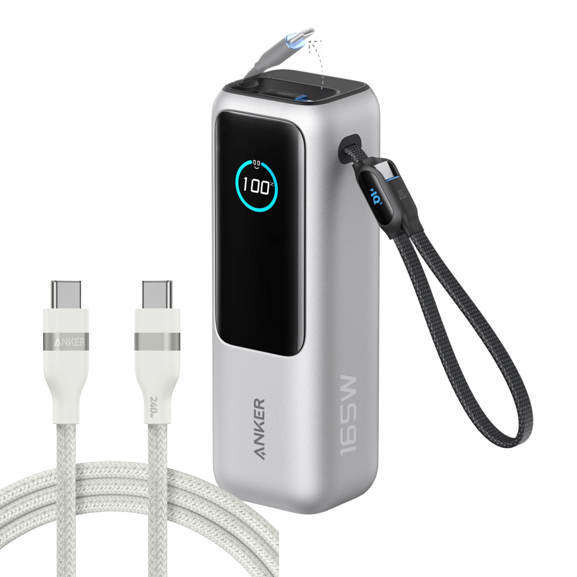 Anker Laptop Power Bank (25K, 165W, Built-In and Retractable Cables)