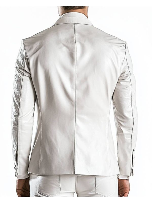 Freddie White Leather Blazer for Men