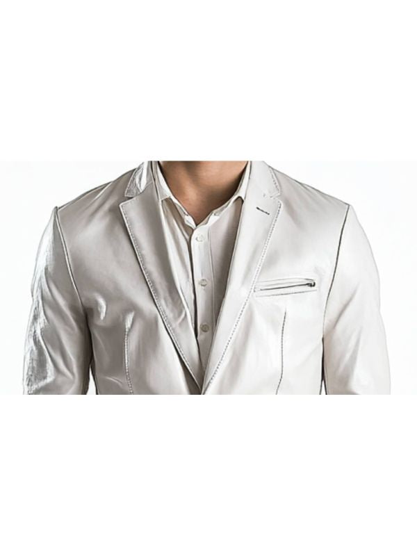 Freddie White Leather Blazer for Men