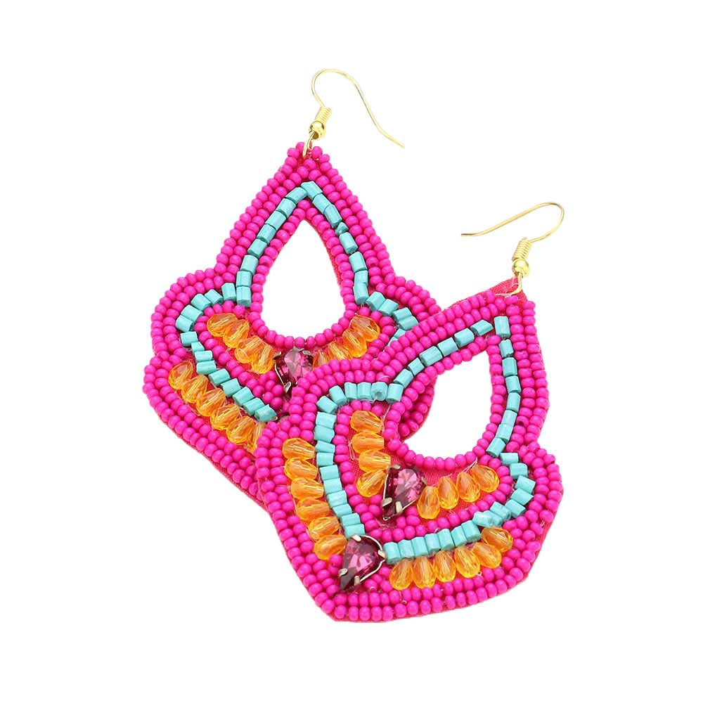 Felt Back Boho Multi Beaded Dangle Earrings