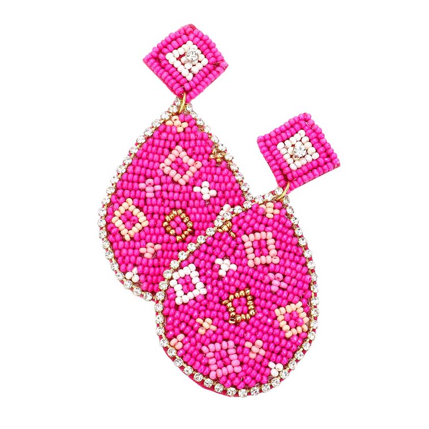 Felt Back Teardrop Beaded Dangle Earrings