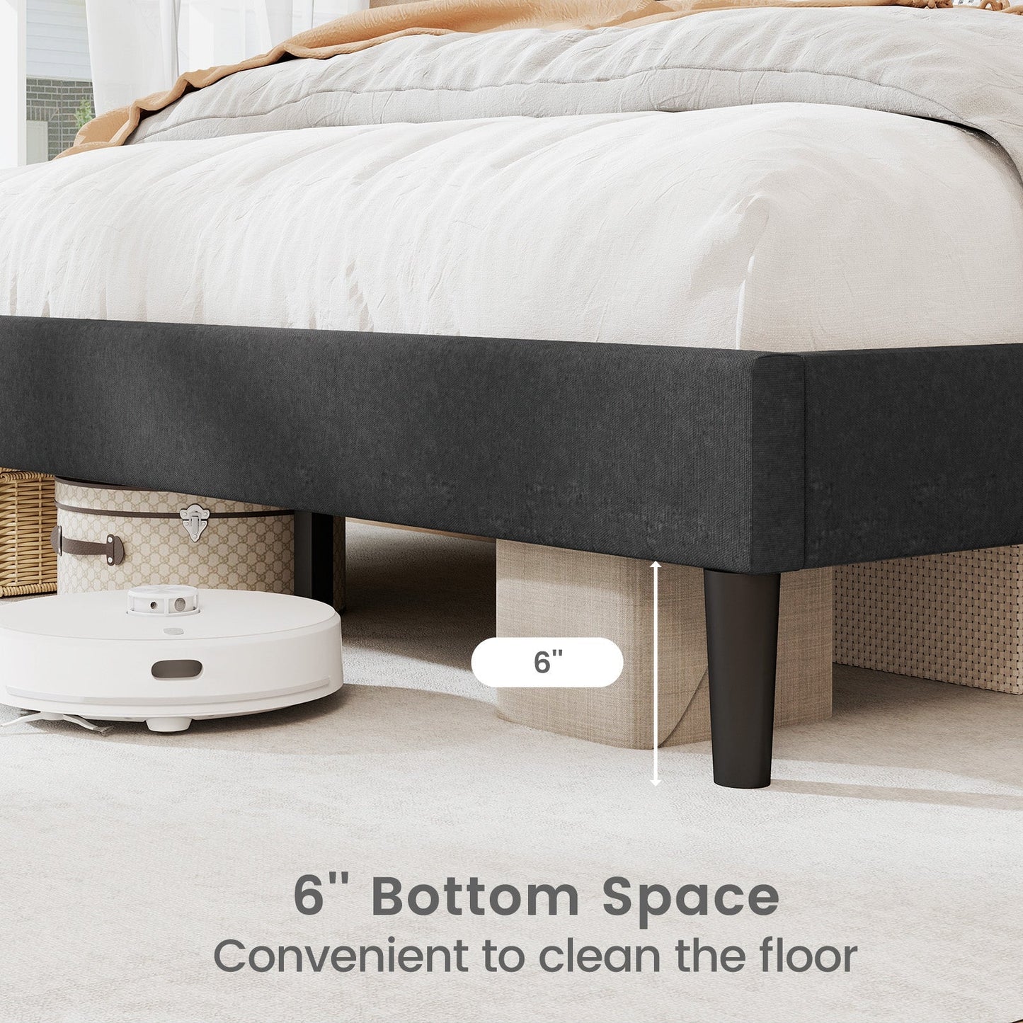 Twin/Full/Queen Size Upholstered Platform Bed Frame with High Headboard