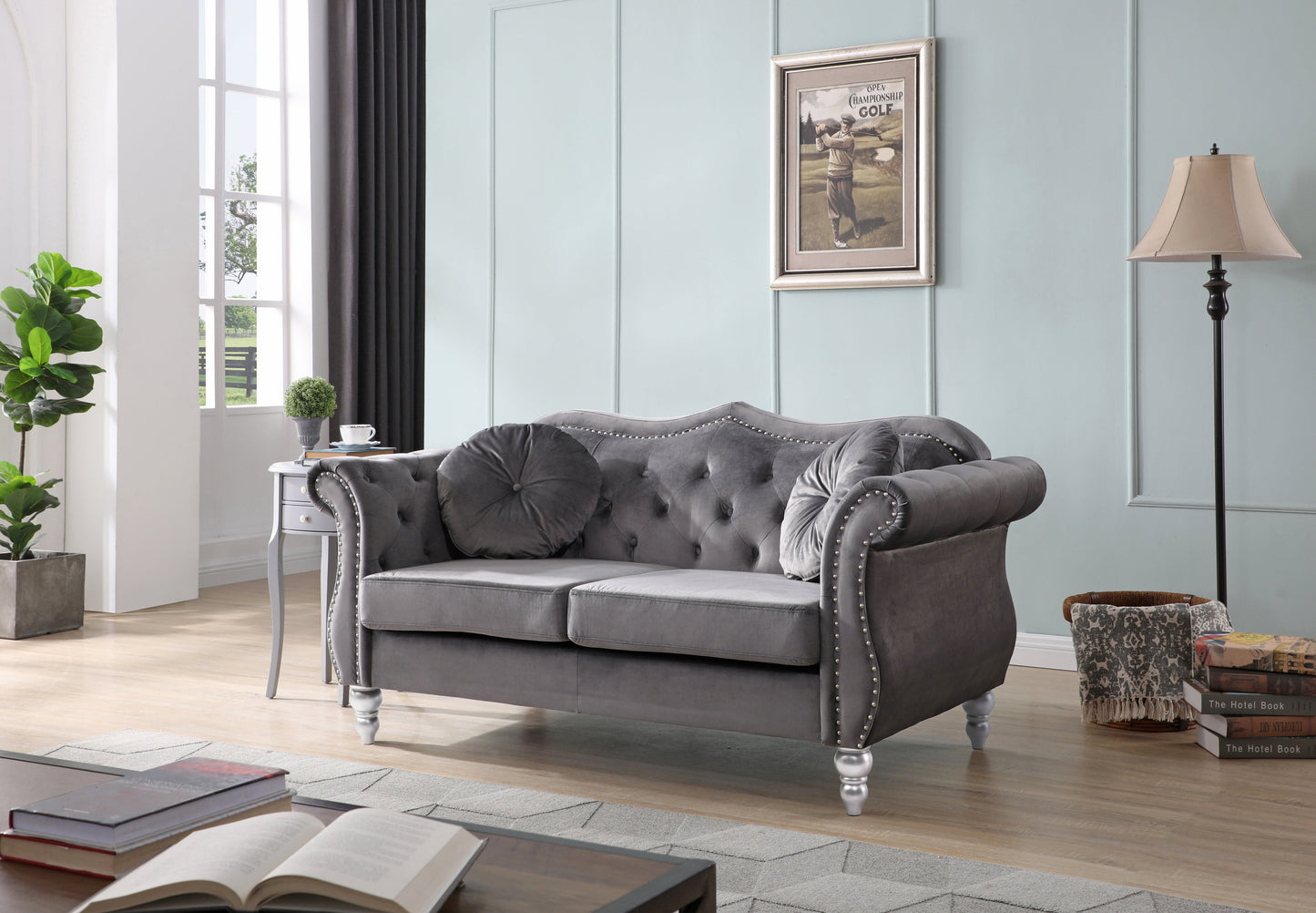 Cozy Transitional Flared Arm Loveseat