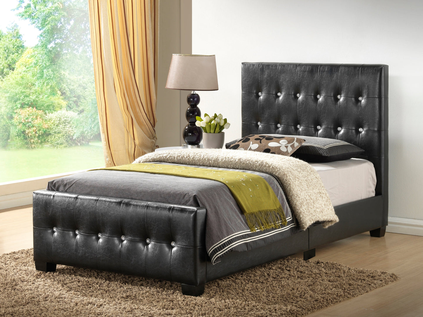 Stylish Transitional Twin Bed In Sleek