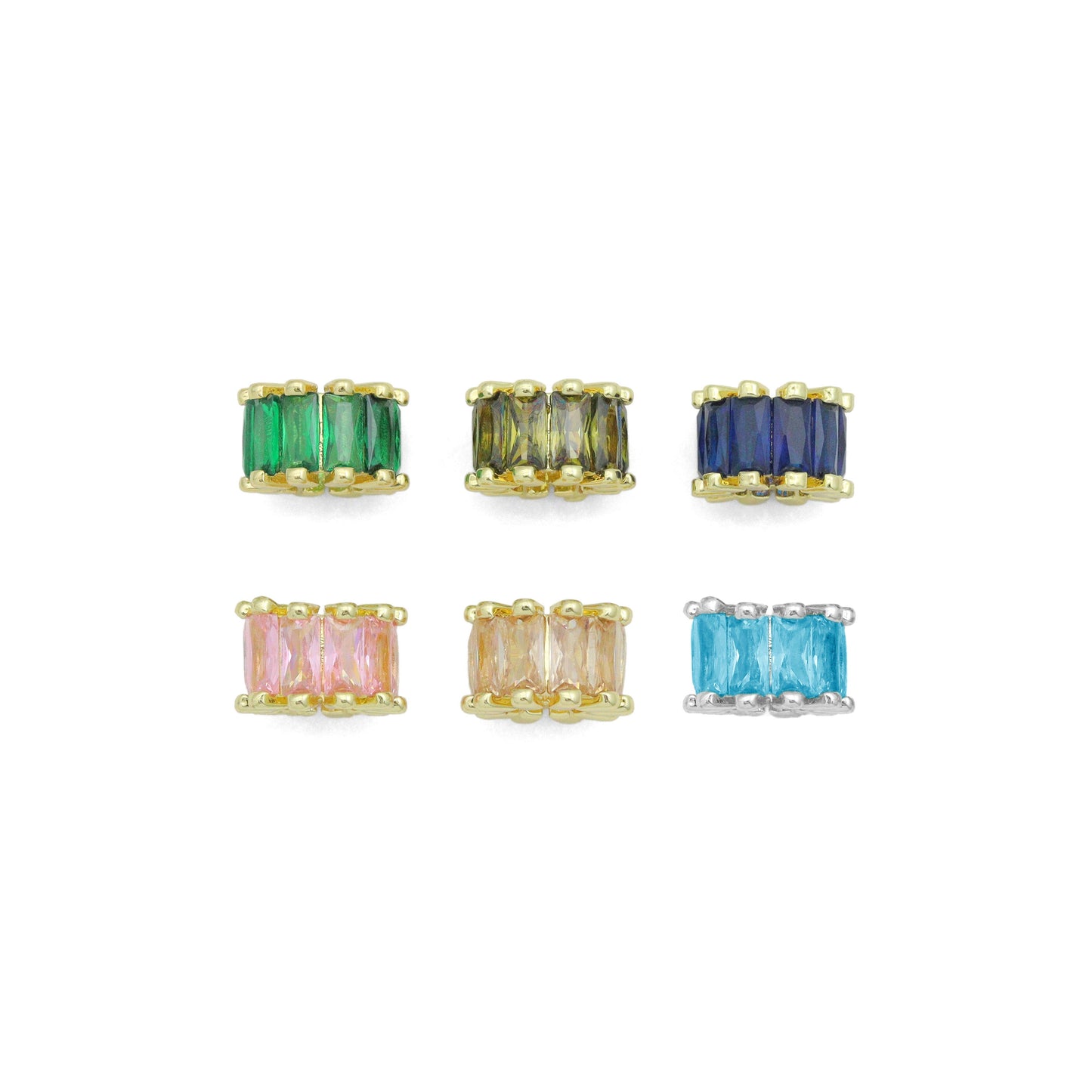 6x10mm CZ Micro Pave Big Hole Tube Beads, European Large Hole Beads, sku#G271