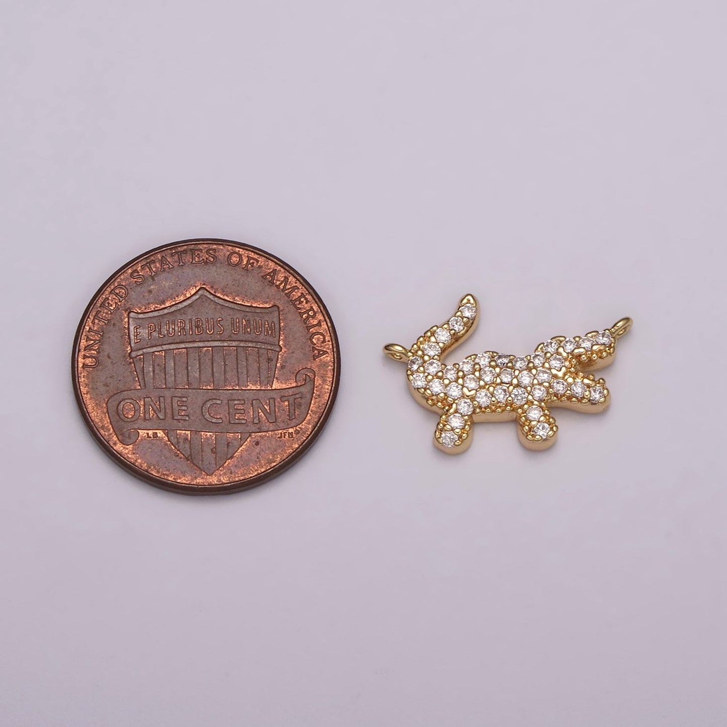 Mini Gold Alligator Charm Connector Tiny 18k Gold Filled Charm, Micro Pave Animal link connector for bracelet necklace Y-396