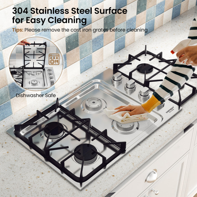 30/36 Inch Gas Cooktop with 4/6 Powerful Burners and ABS Knobs