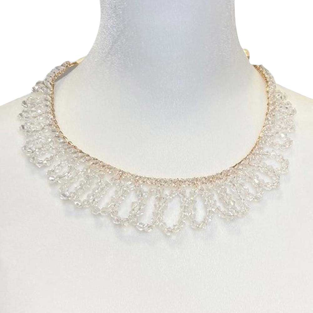 Bicone Beaded Bun Wrap Headpiece Necklace