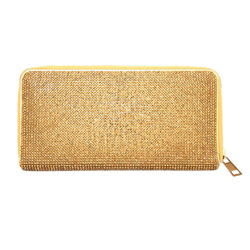 Crystal Rhinestone Pave Zipper Wallet