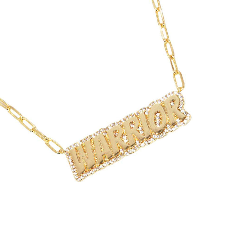 Gold Dipped Warrior Message Pendant Necklace