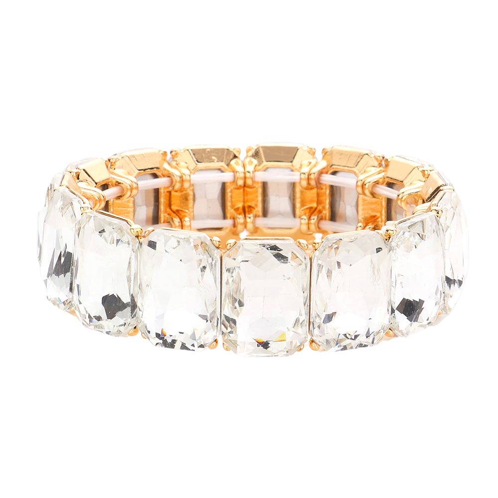 Emerald Cut Stone Stretch Evening Bracelet