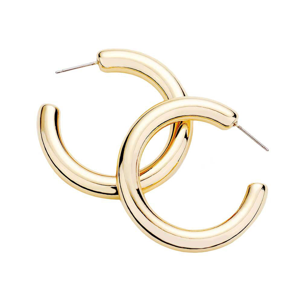 Fashionable Bold Metal Half Hoop Earrings