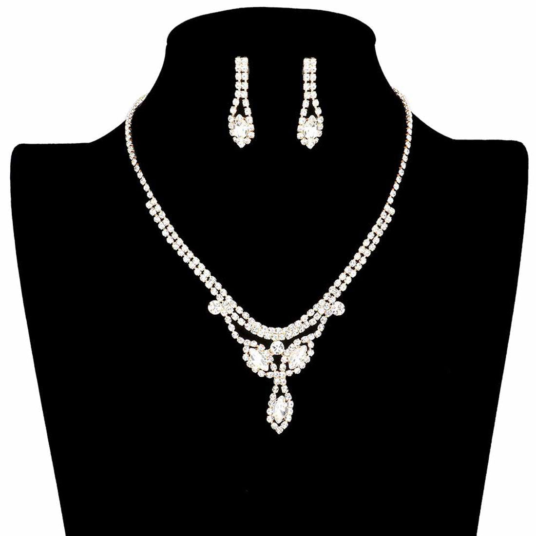 Marquise Stone Accented Rhinestone Pave Necklace