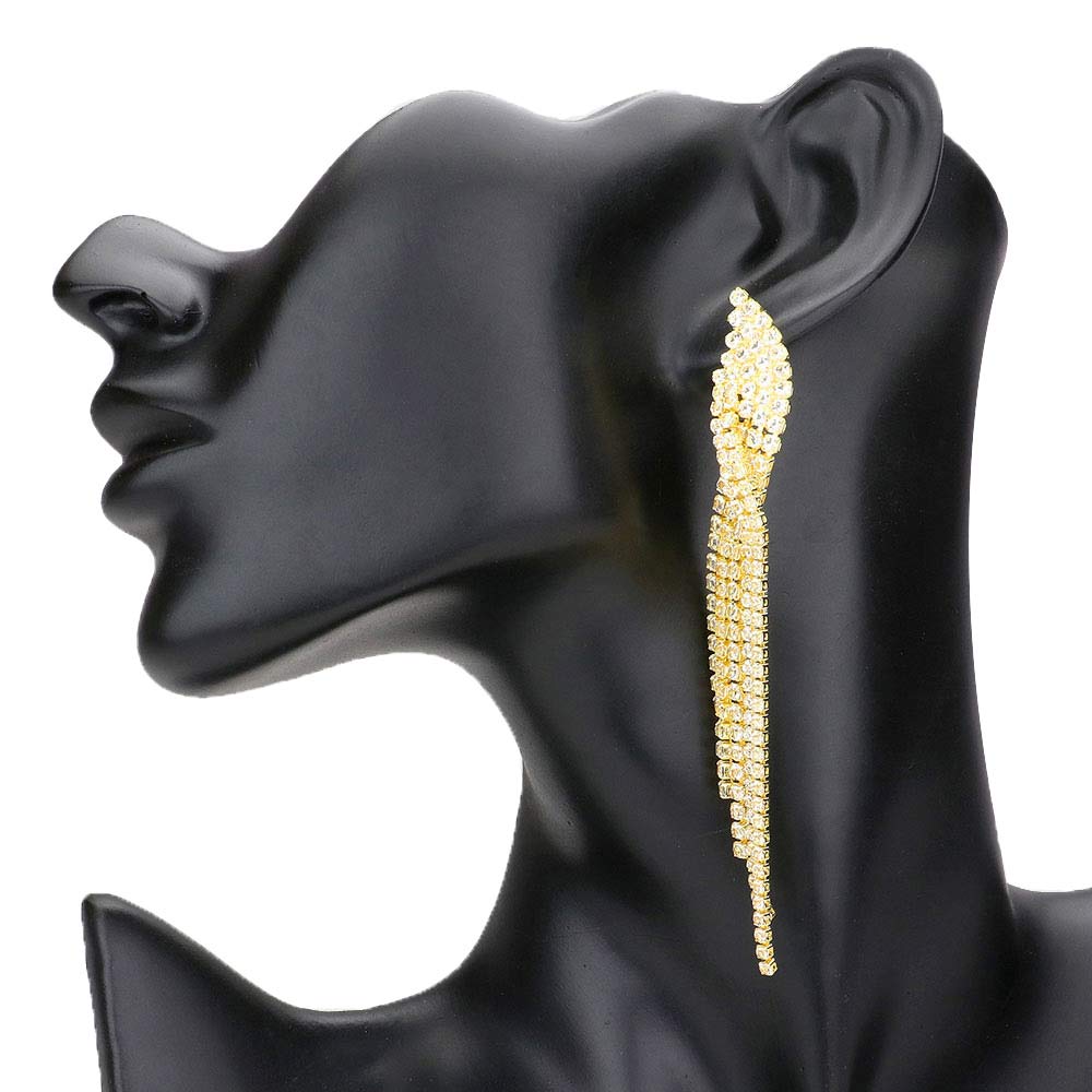 Rhinestone Pave Fringe Down Evening Earrings