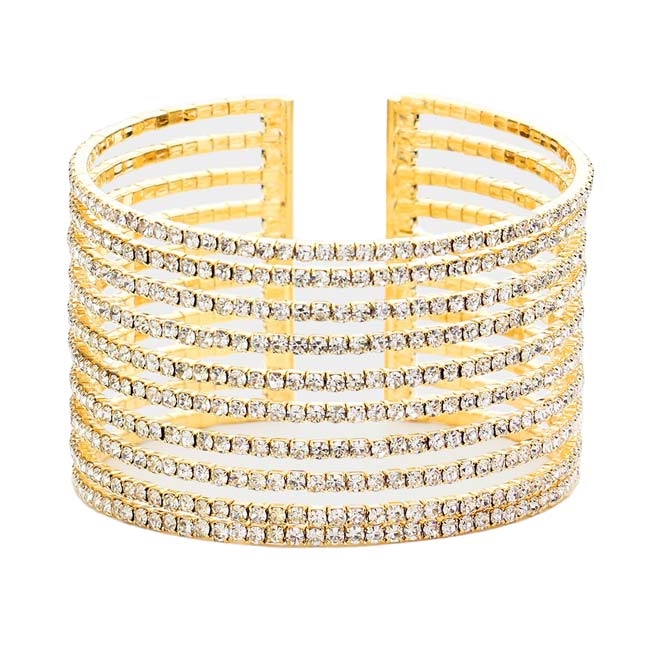 Rhinestone Pave Split Cuff Evening Bracelet
