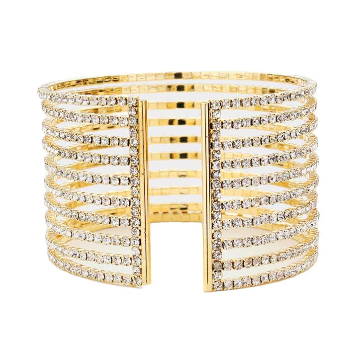 Rhinestone Pave Split Cuff Evening Bracelet